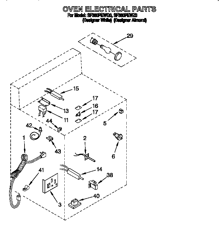 Whirlpool SF380PEWQ0 oven electrical diagram
