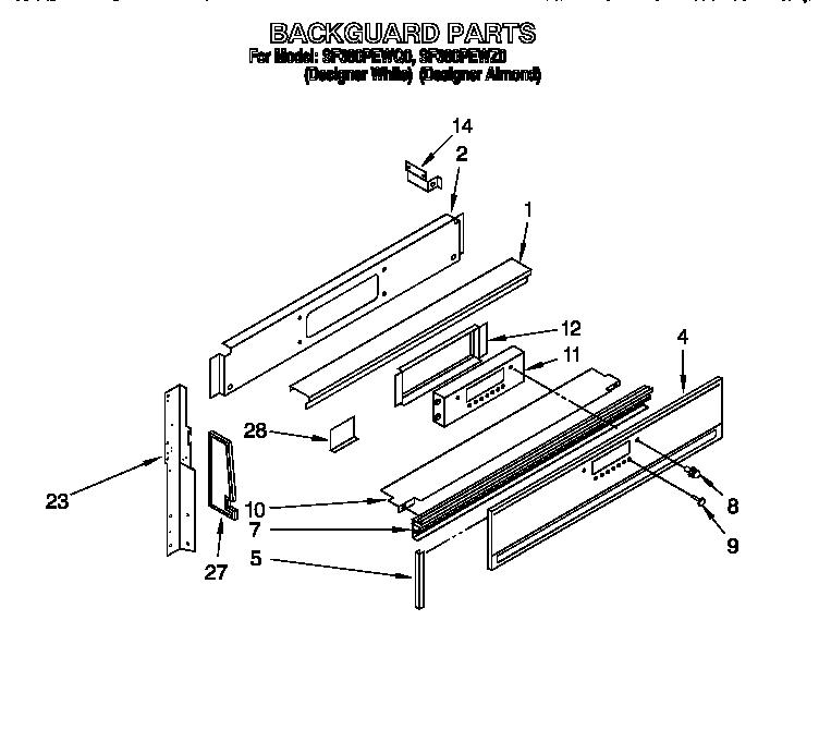 Whirlpool SF380PEWQ0 backguard diagram