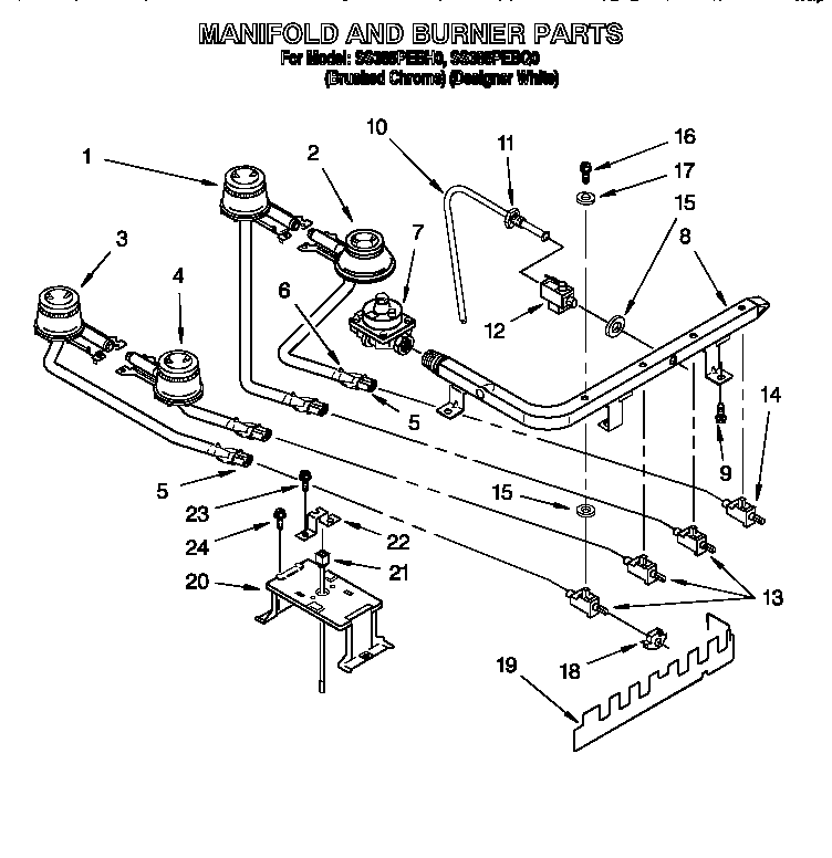Whirlpool SS385PEBQ0 manifold and burner diagram