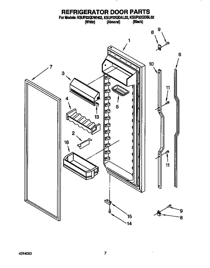 KitchenAid KSUP22QDWH02 refrigerator door diagram