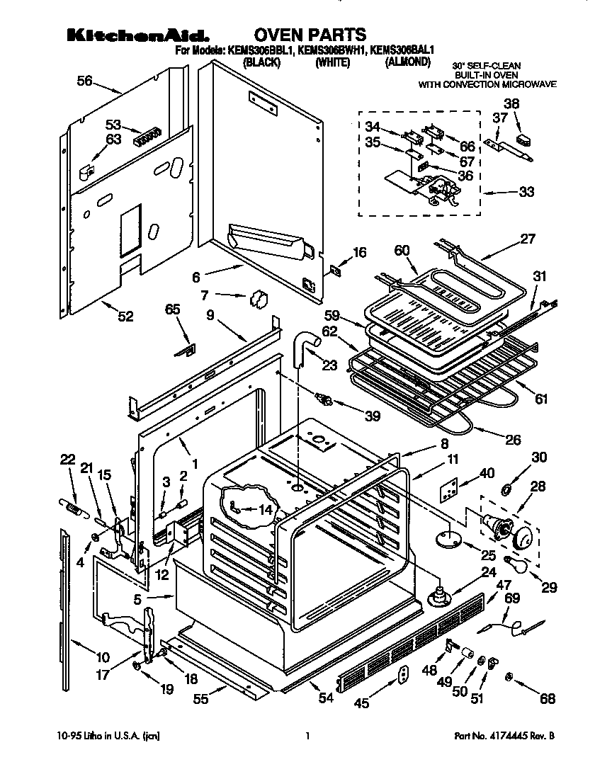 KitchenAid KEMS306BBL1 oven diagram