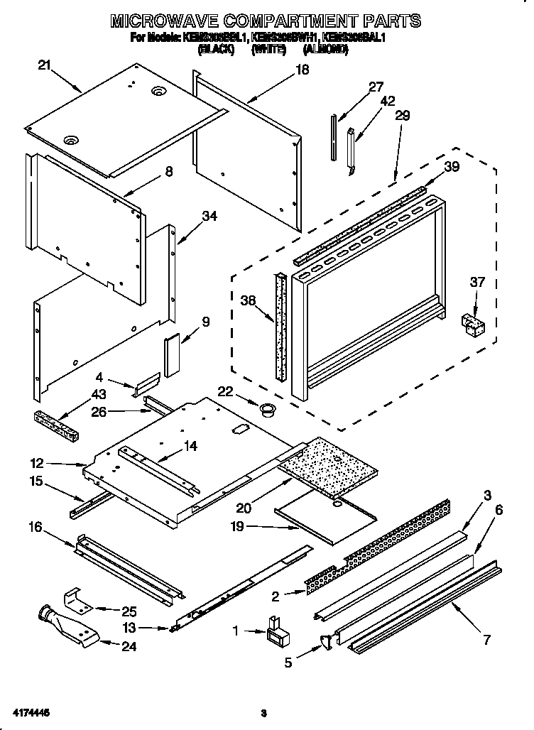 KitchenAid KEMS306BBL1 microwave compartment diagram