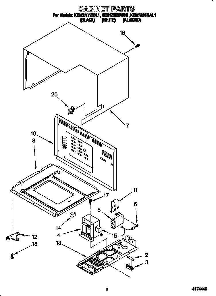 KitchenAid KEMS306BBL1 cabinet diagram