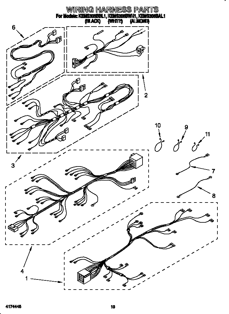 KitchenAid KEMS306BBL1 wiring harness diagram