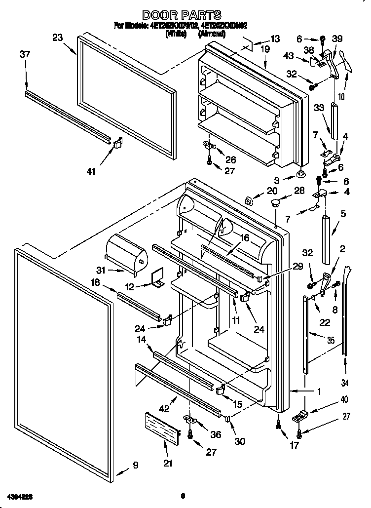 Whirlpool 4ET20ZKXDN02 door diagram