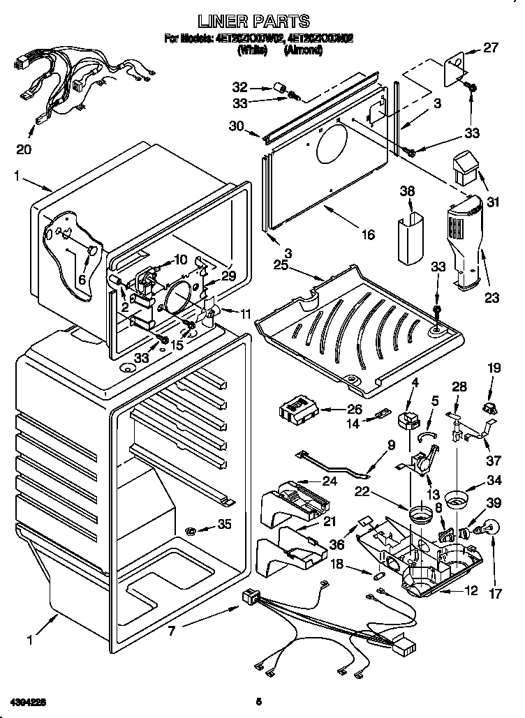 Whirlpool 4ET20ZKXDN02 liner diagram