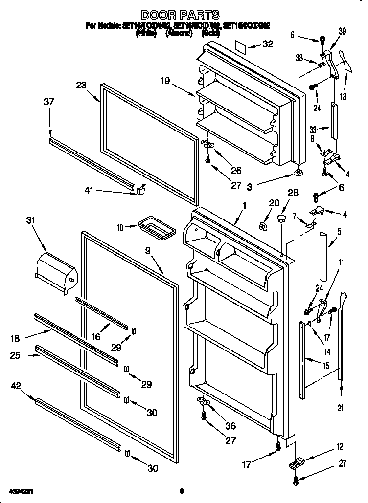 Whirlpool 8ET16NKXDW02 door diagram