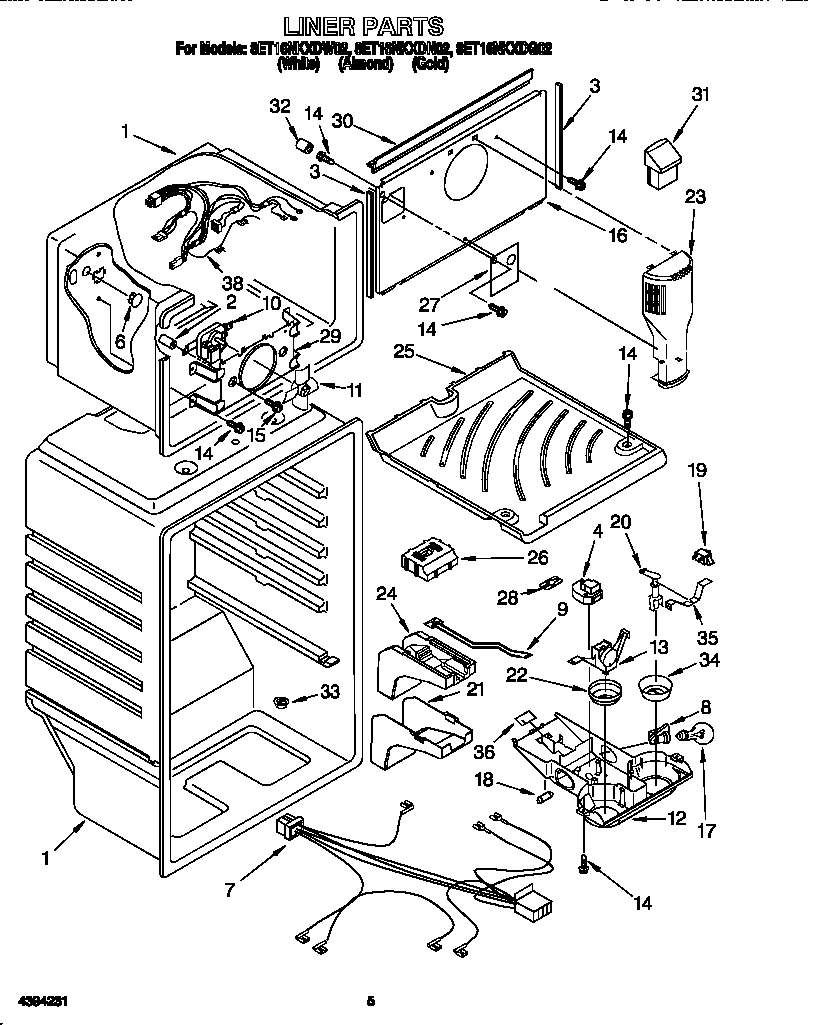 Whirlpool 8ET16NKXDW02 liner diagram