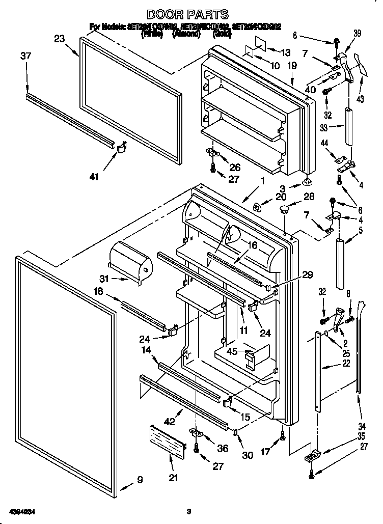 Whirlpool 8ET20NKXDW02 door diagram