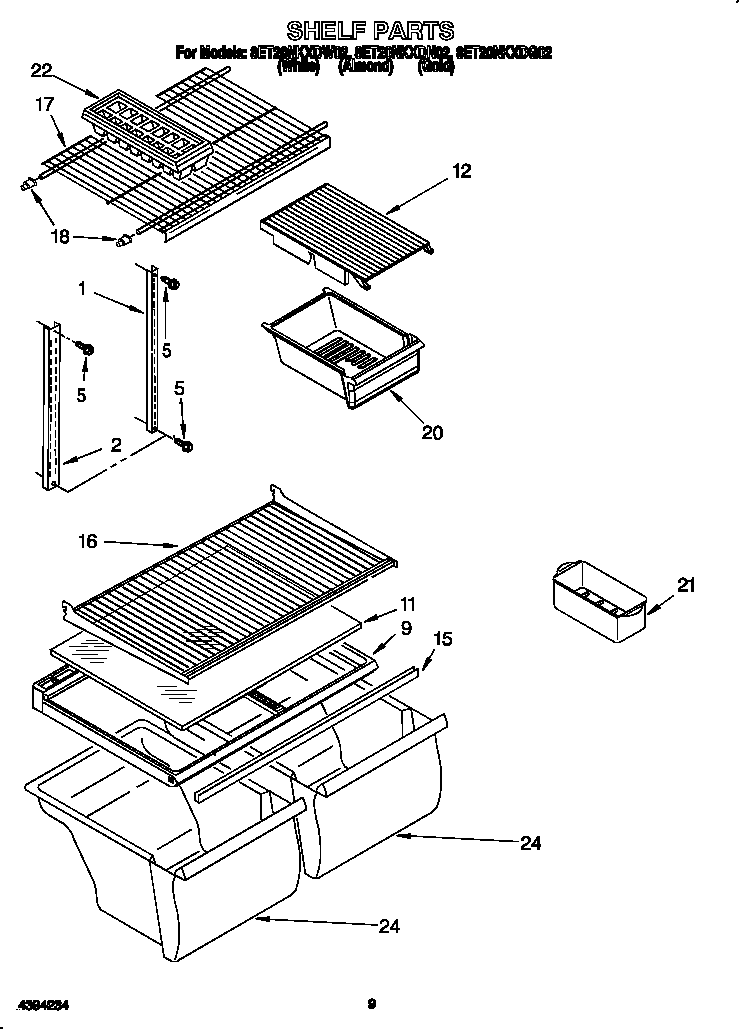 Whirlpool 8ET20NKXDW02 shelf diagram