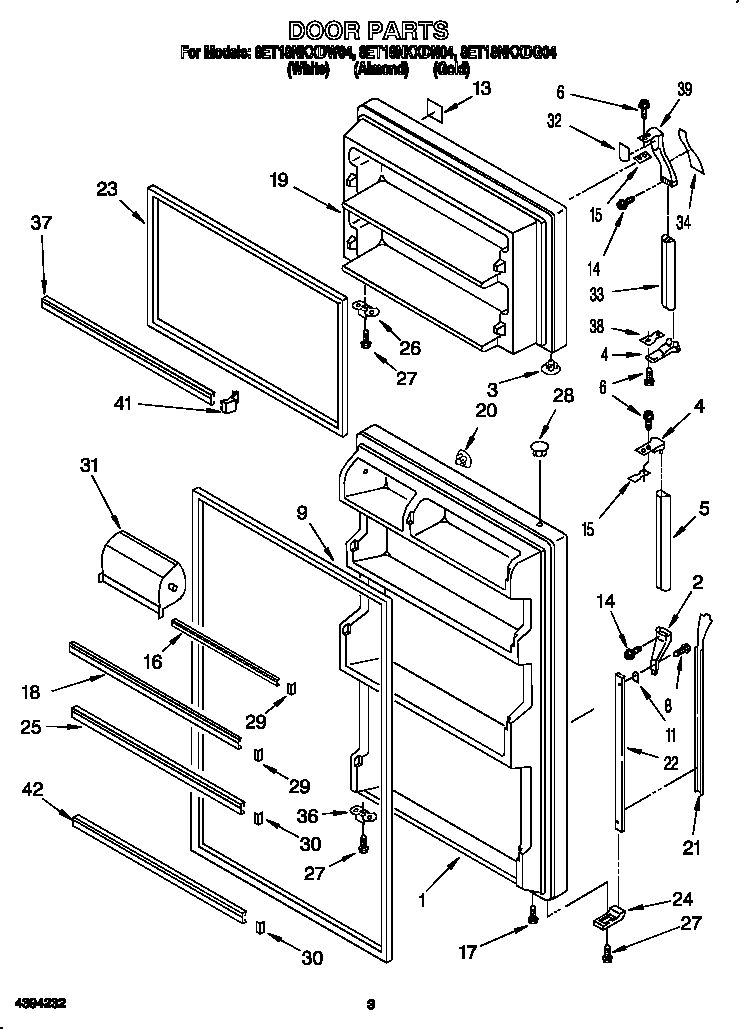 Whirlpool 8ET18NKXDW04 door diagram