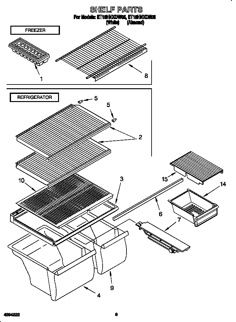 Whirlpool ET18HNXDN05 shelf diagram