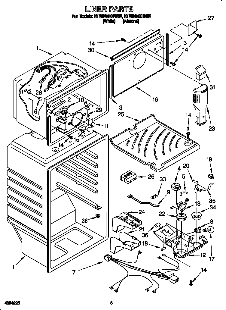 Whirlpool ET20NMXDW02 liner diagram