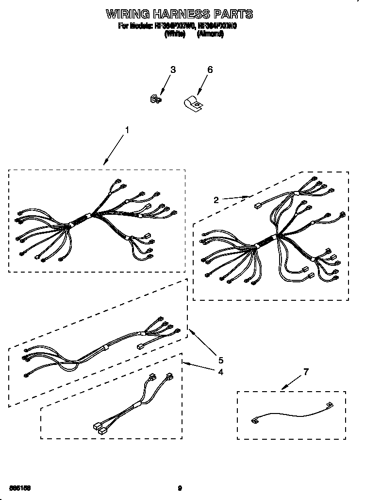 Whirlpool RF364PXDW0 wiring harness diagram