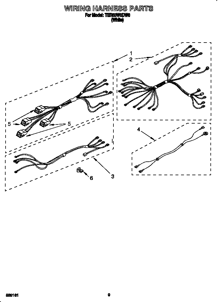 Whirlpool TER50W0DW0 wiring harness diagram