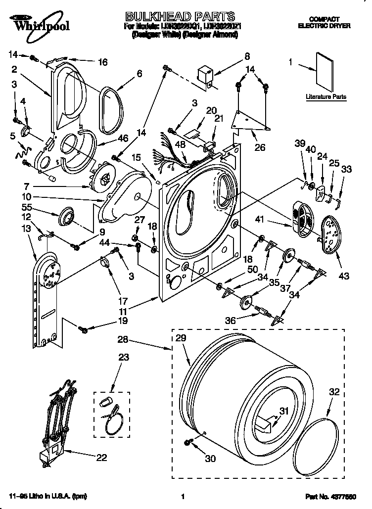 Whirlpool LDR3822DZ1 bulkhead diagram