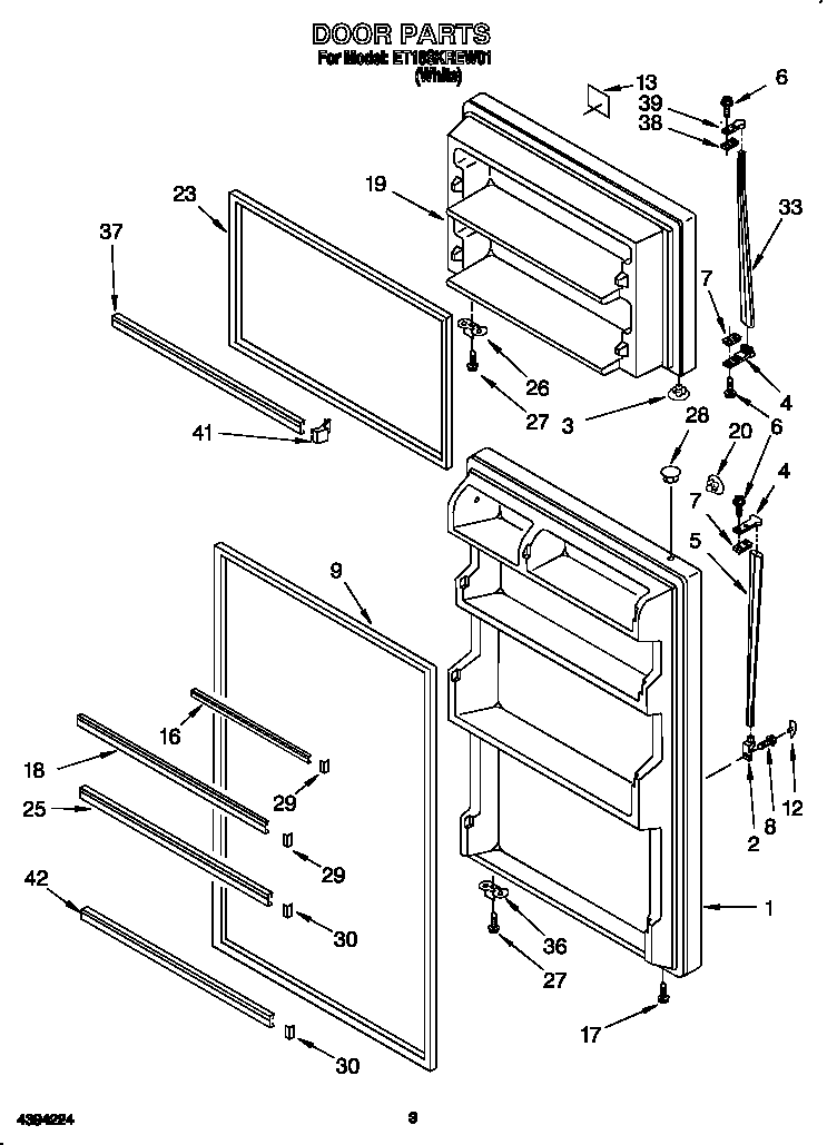 Whirlpool ET18SKREW01 door diagram