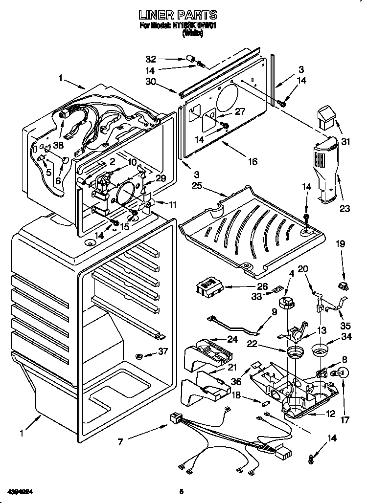Whirlpool ET18SKREW01 liner diagram