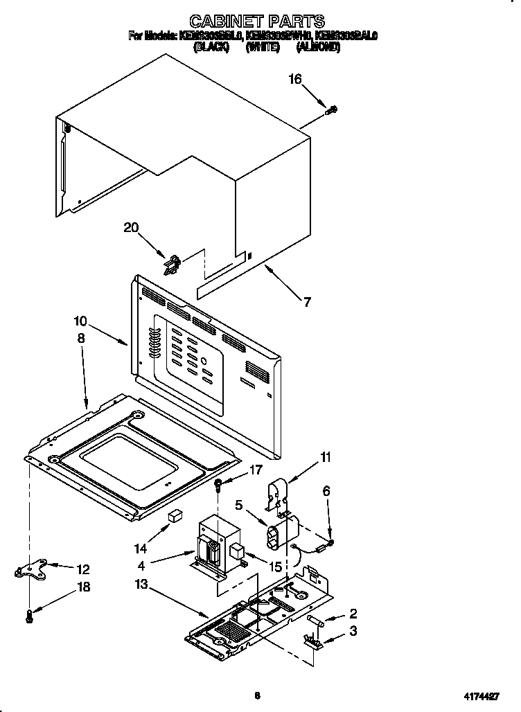 KitchenAid KEMS306BBL0 cabinet diagram