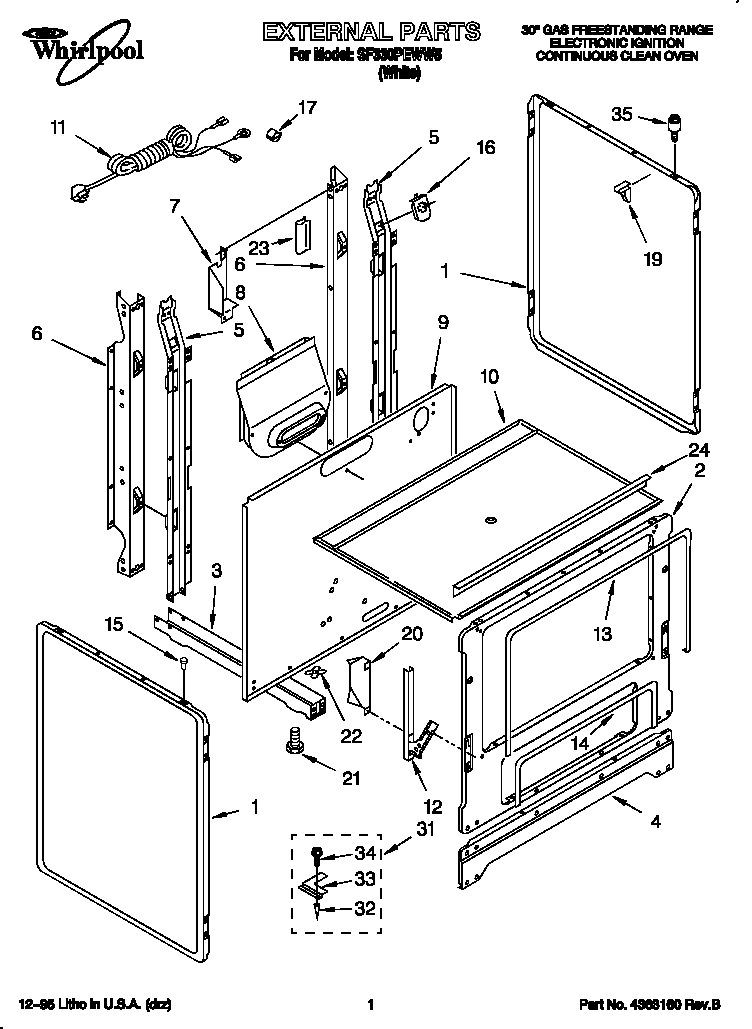 Whirlpool SF330PEWW5 external diagram