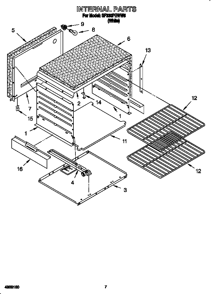 Whirlpool SF330PEWW5 internal diagram