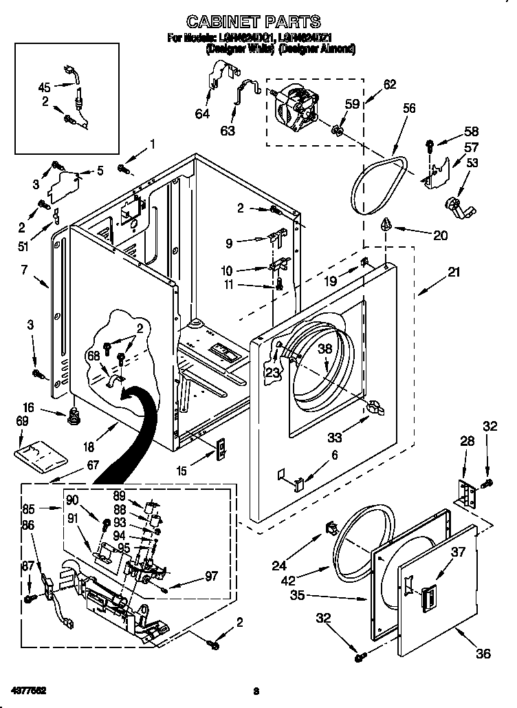 Whirlpool LGR4624DQ1 cabinet diagram