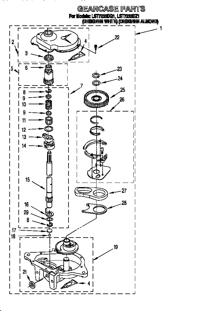 Whirlpool LST7233DZ1 gearcase diagram