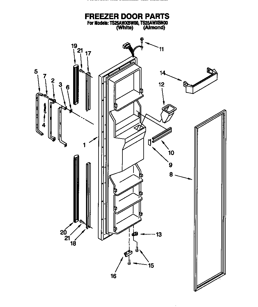 Estate TS25AWXBN00 freezer door diagram