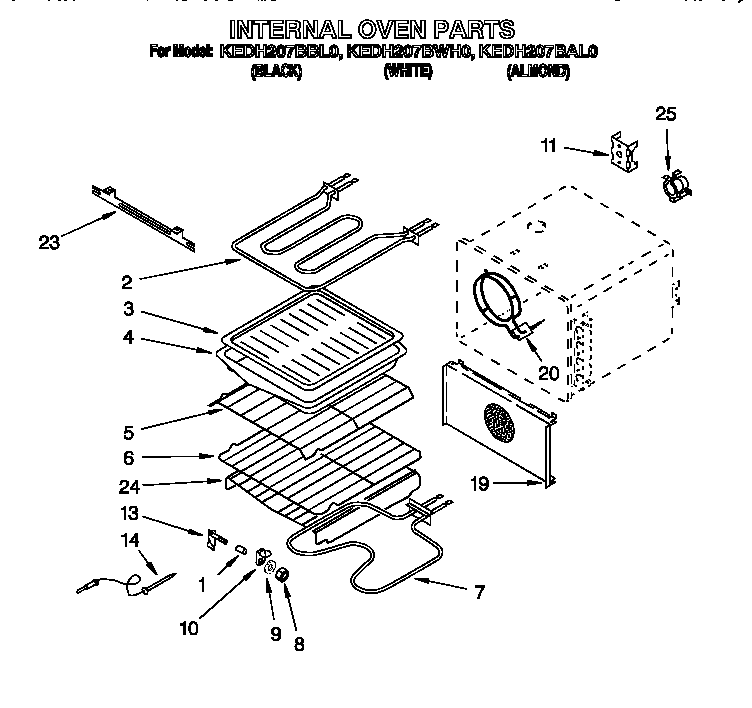 KitchenAid KEDH207BAL0 internal oven diagram