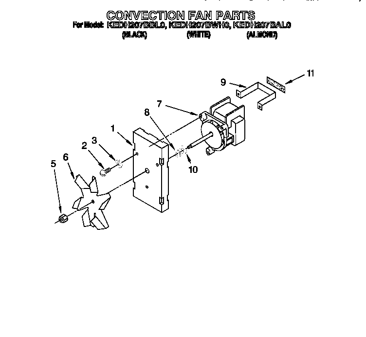 KitchenAid KEDH207BAL0 convection fan diagram