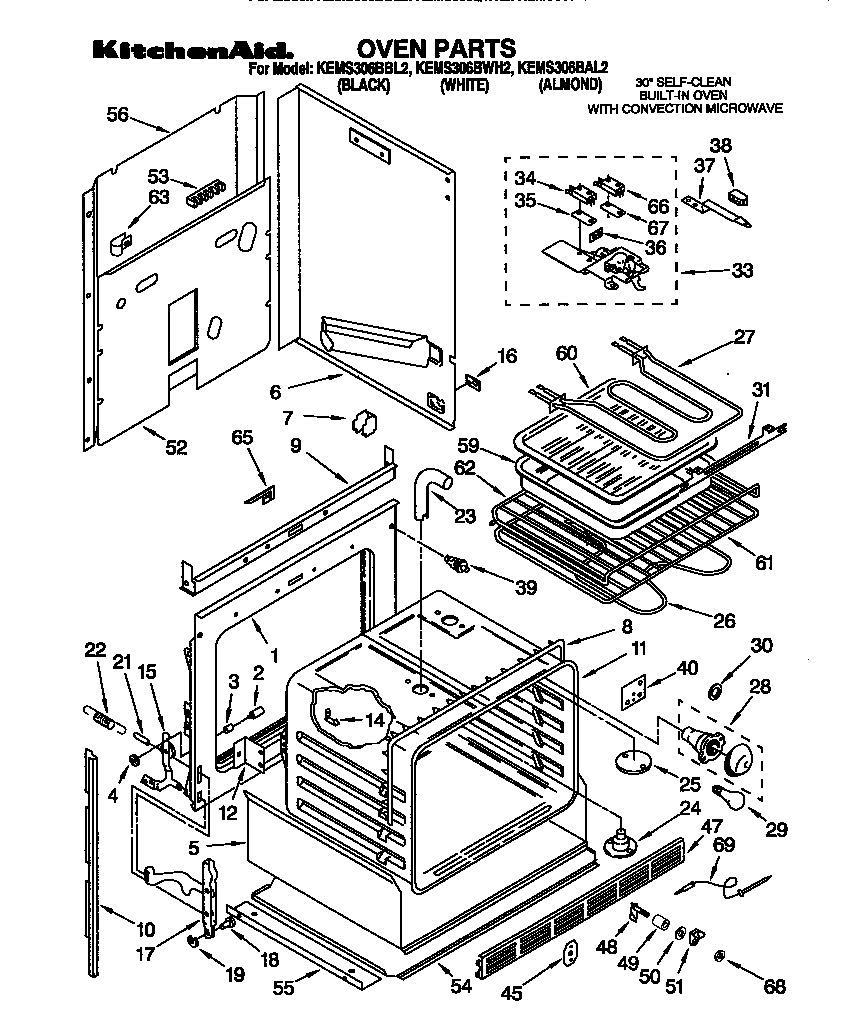 KitchenAid KEMS306BWH2 oven diagram