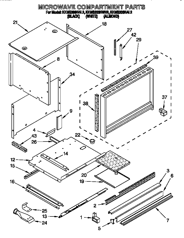 KitchenAid KEMS306BWH2 microwave compartment diagram