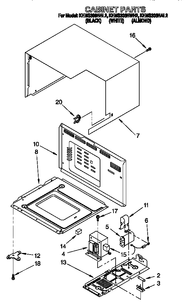 KitchenAid KEMS306BWH2 cabinet diagram