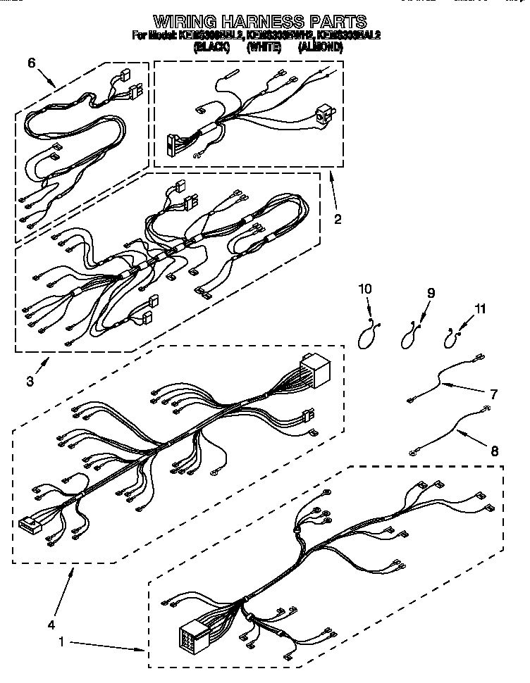 KitchenAid KEMS306BWH2 wiring harness diagram