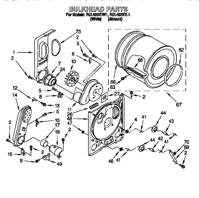 Roper RGL4622DL1 bulkhead diagram