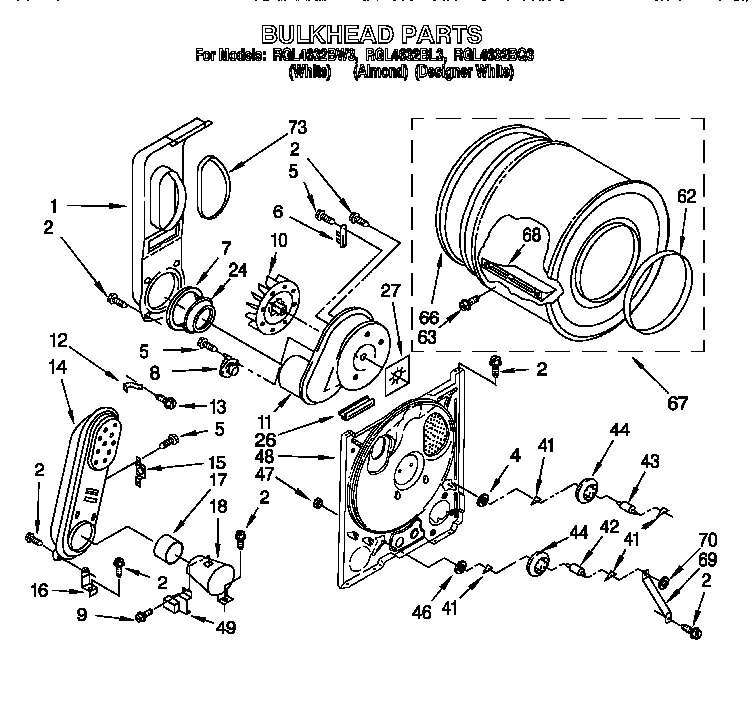 Roper RGL4632BW3 bulkhead diagram