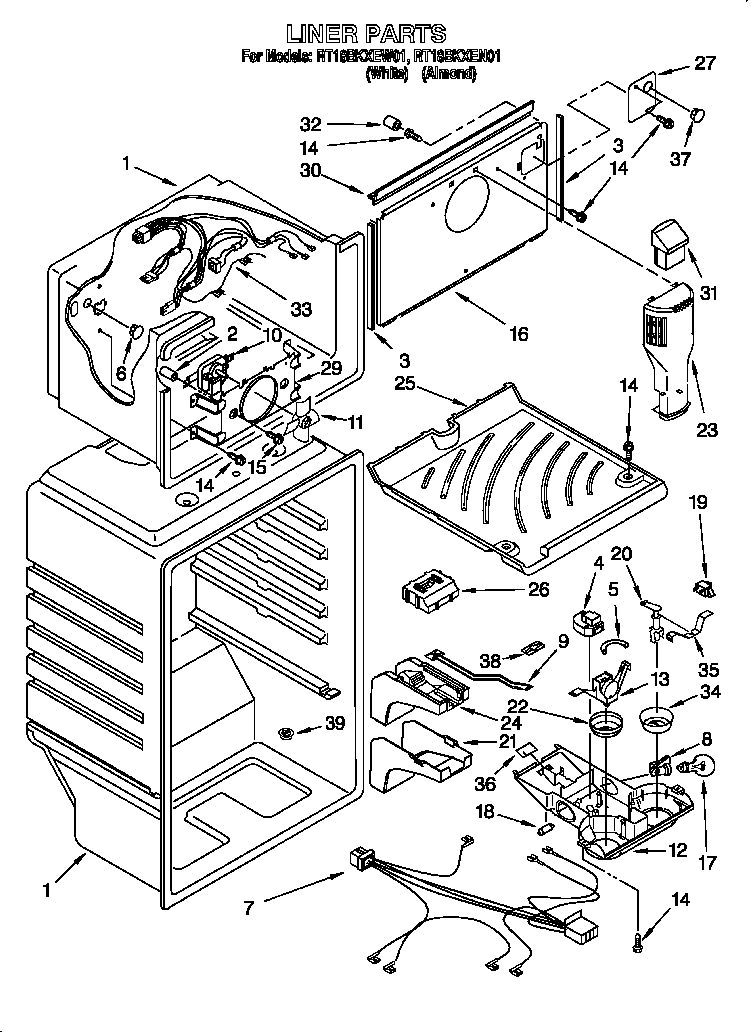 Roper RT18BKXEW01 liner diagram