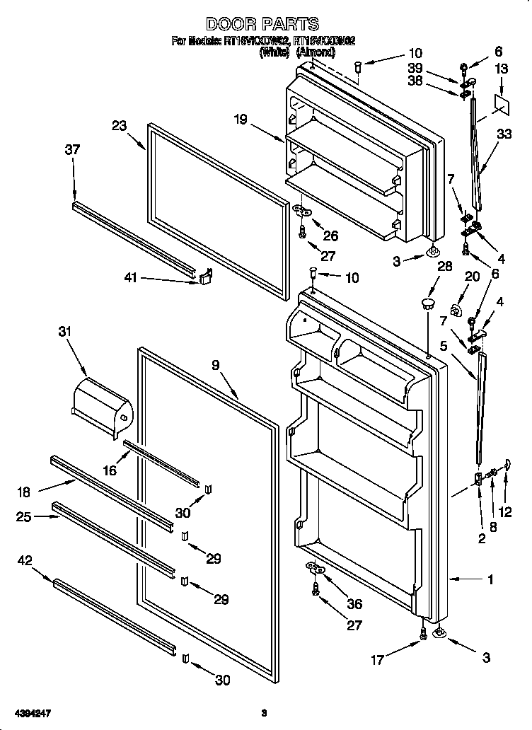 Roper RT16VKXDN02 door diagram