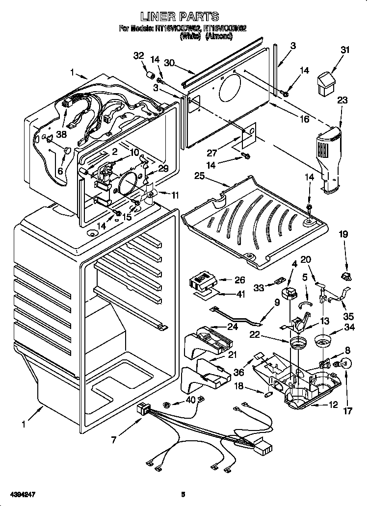 Roper RT16VKXDN02 liner diagram