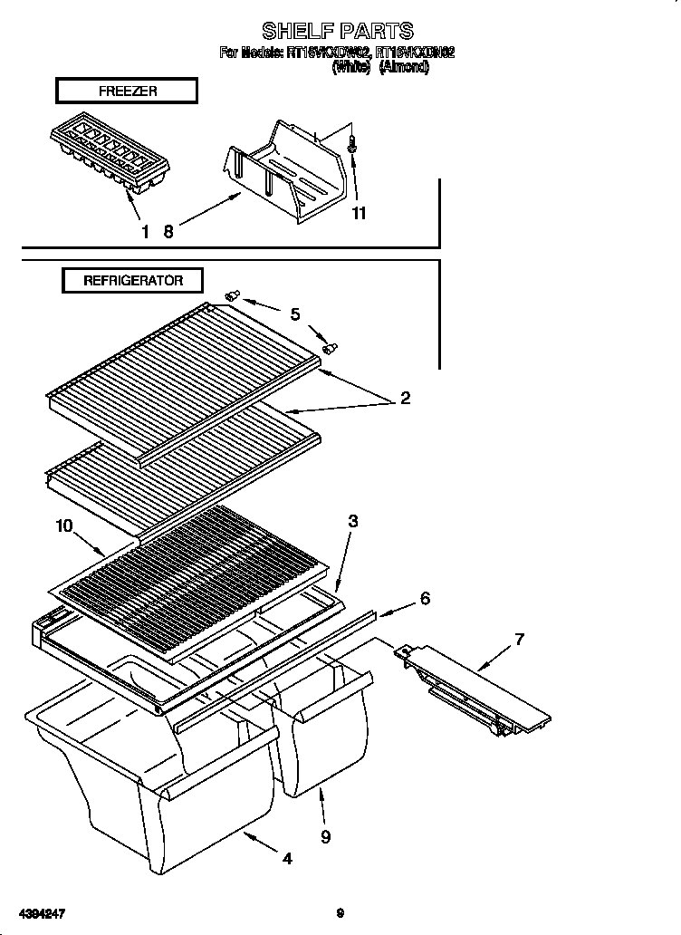 Roper RT16VKXDN02 shelf diagram