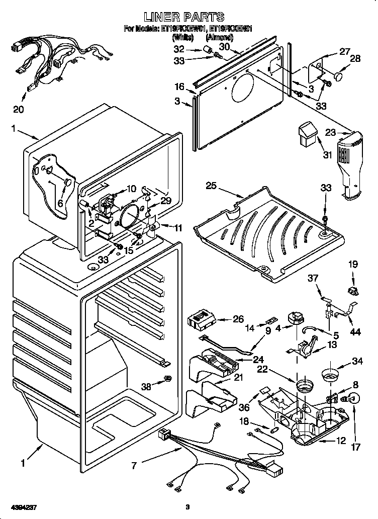 Whirlpool ET19PKXEN01 liner diagram