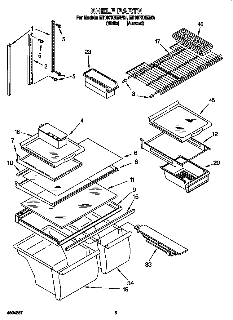 Whirlpool ET19PKXEN01 shelf diagram