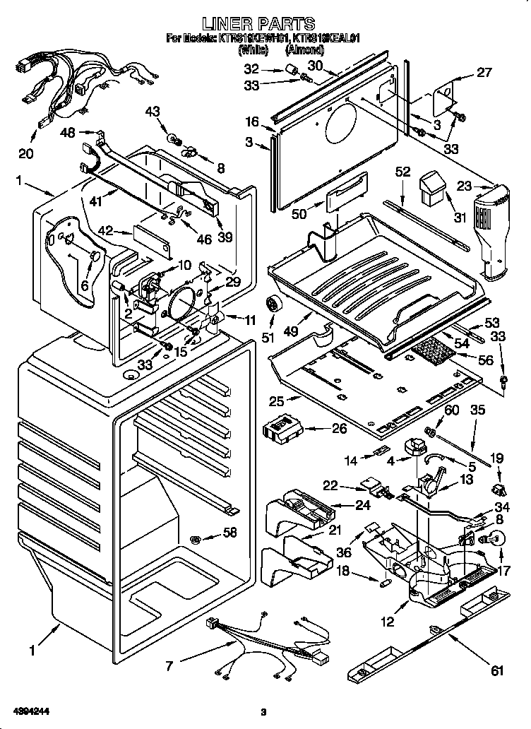 KitchenAid KTRS19KEAL01 liner diagram