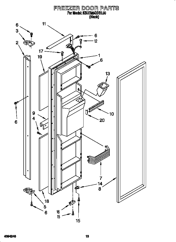 KitchenAid KSUB25QDBL00 freezer door diagram