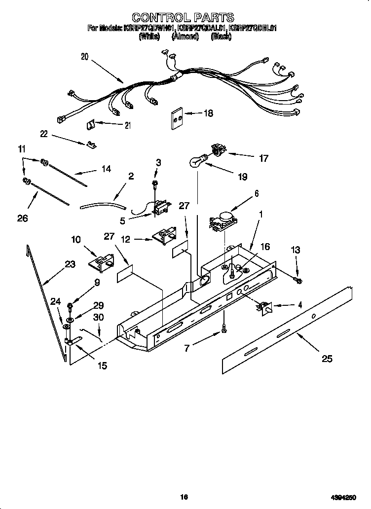 KitchenAid KSRP27QDBL01 control diagram