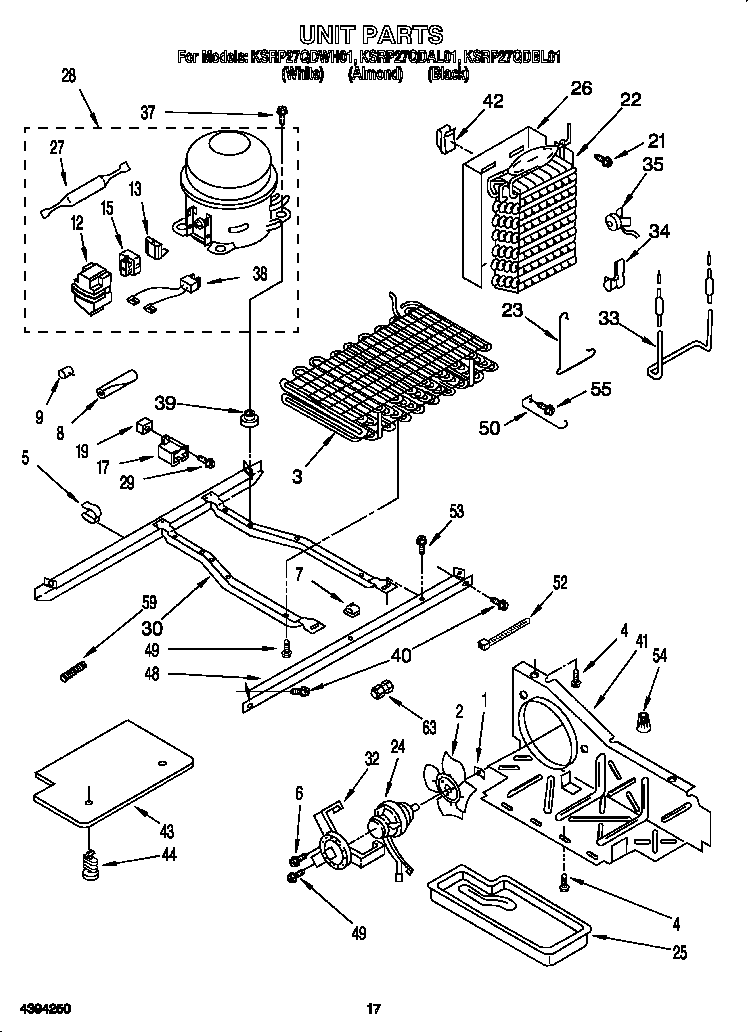 KitchenAid KSRP27QDBL01 unit diagram