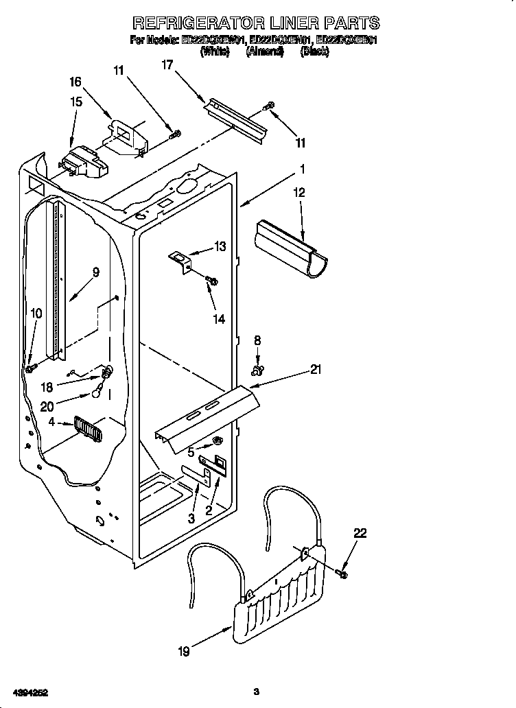 Whirlpool ED22DQXEW01 refrigerator liner diagram