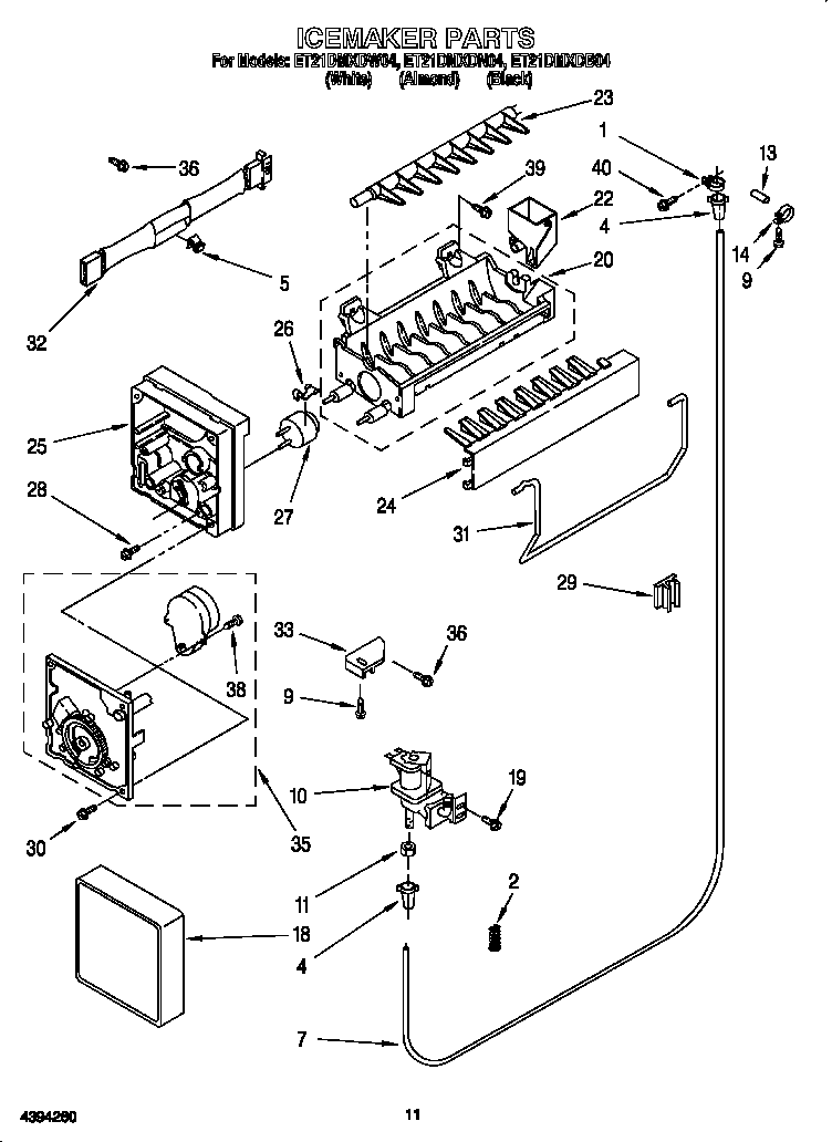 Whirlpool ET21DMXDW04 icemaker diagram