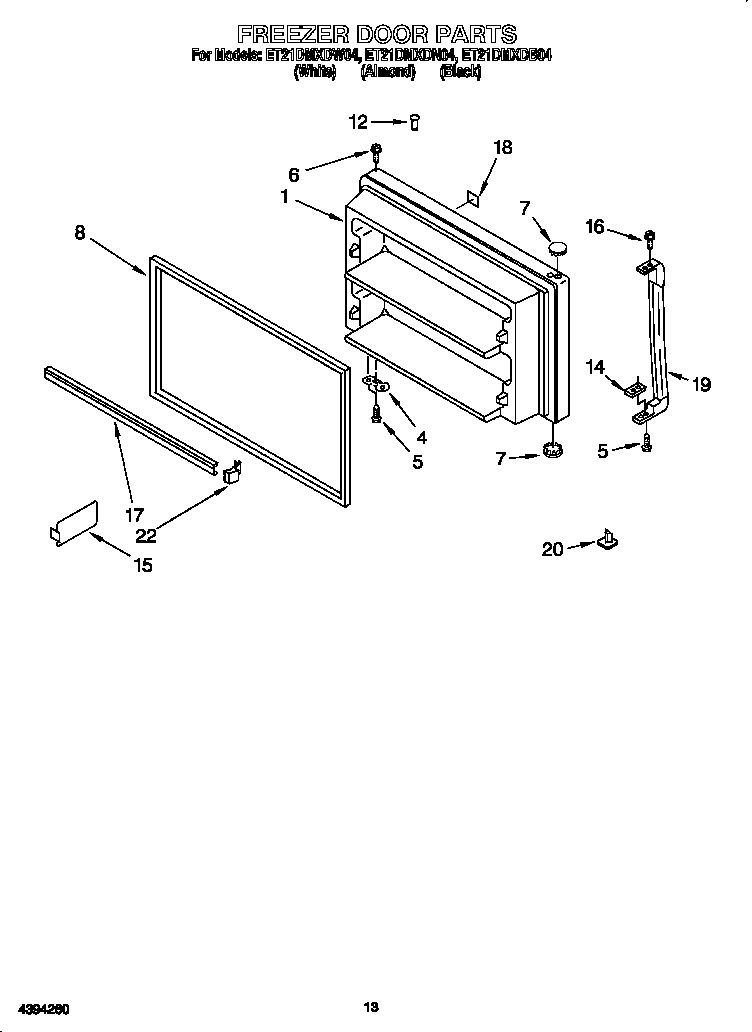Whirlpool ET21DMXDW04 freezer door diagram