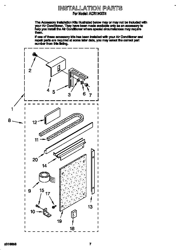 Whirlpool ACR124XD1 installation diagram